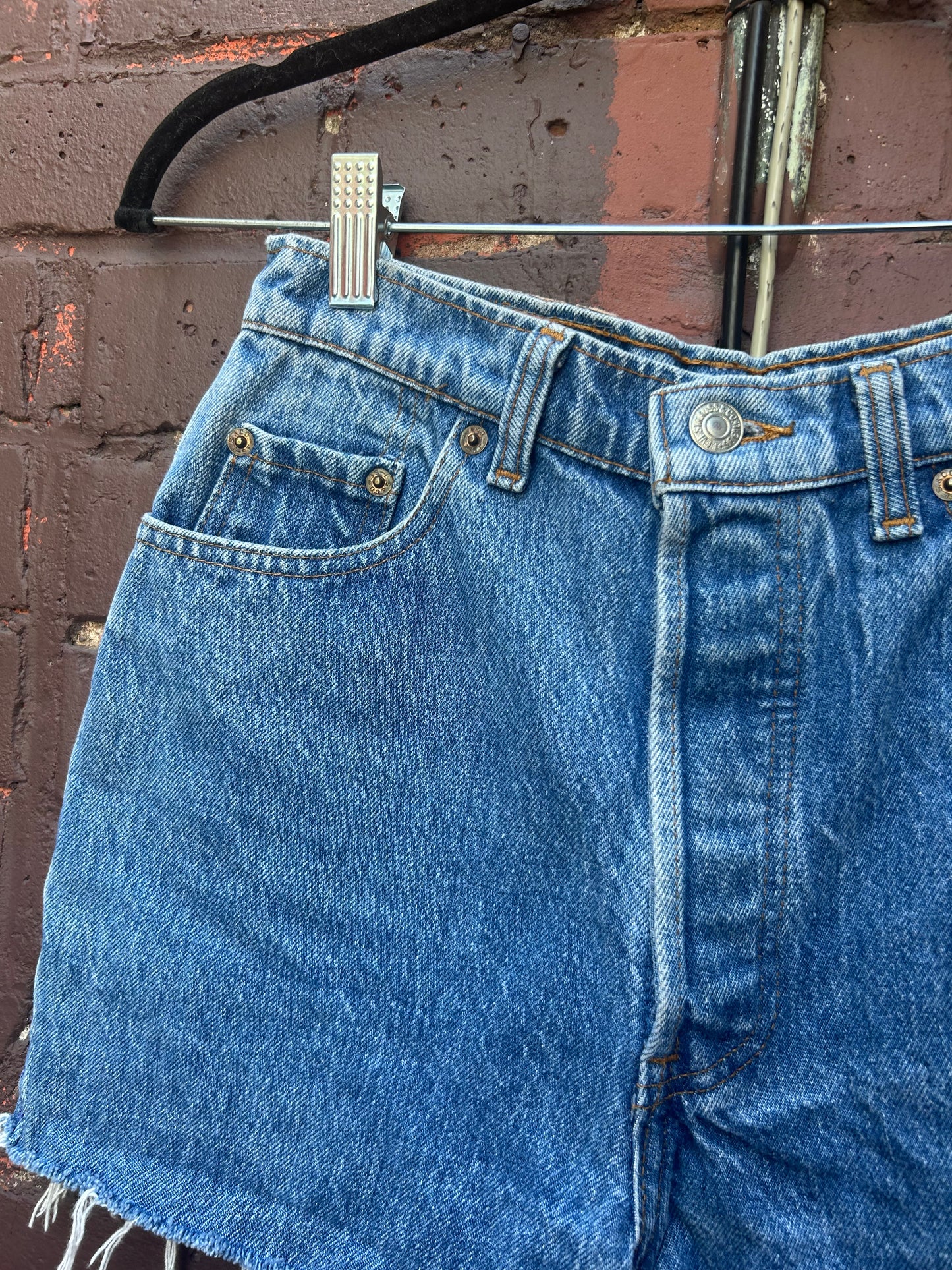 90's Vintage Levi's Cut Off Denim Shorts / 26 Waist