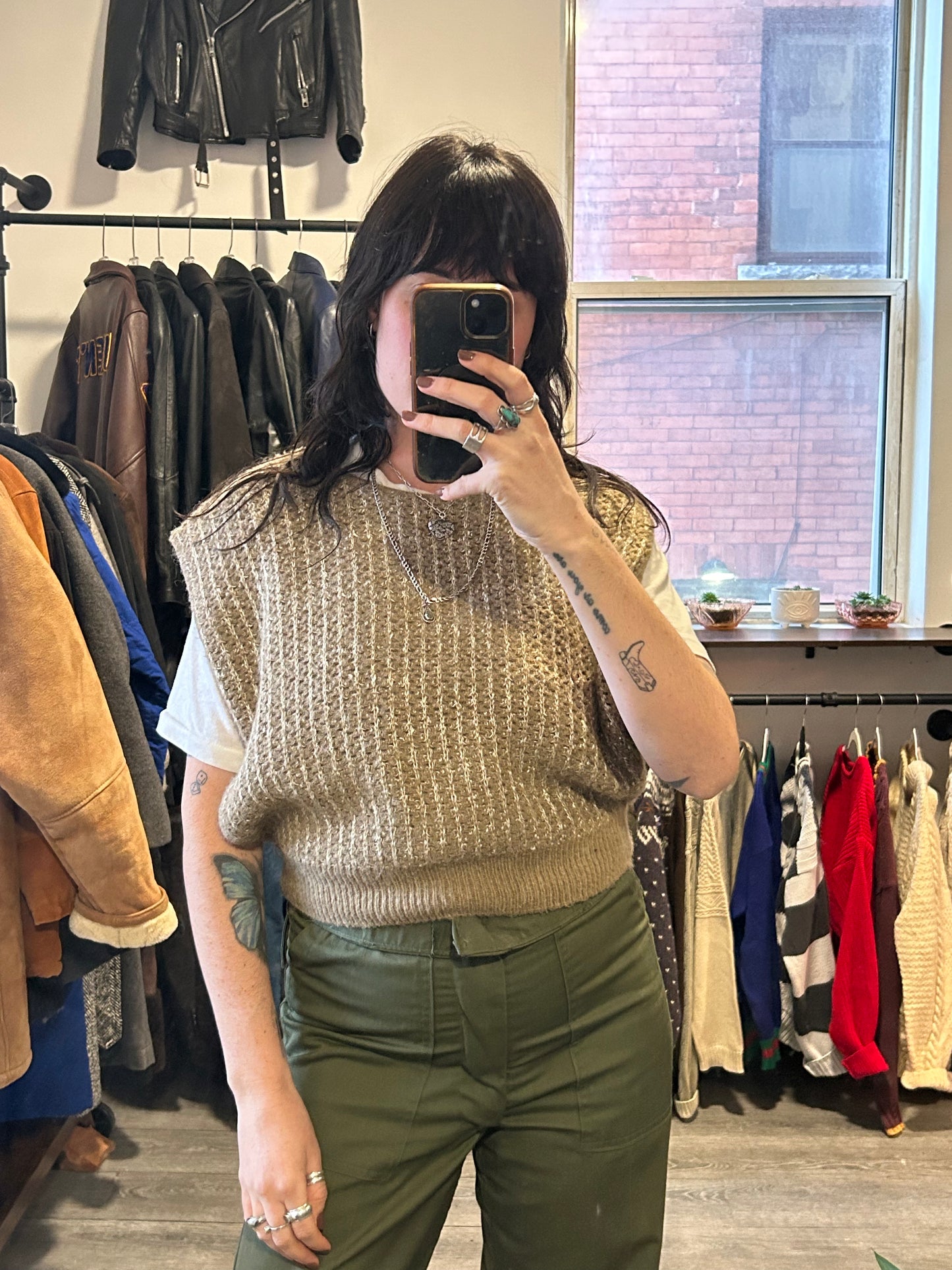 90’s Vintage Brown Knit Sweater Vest / Size L