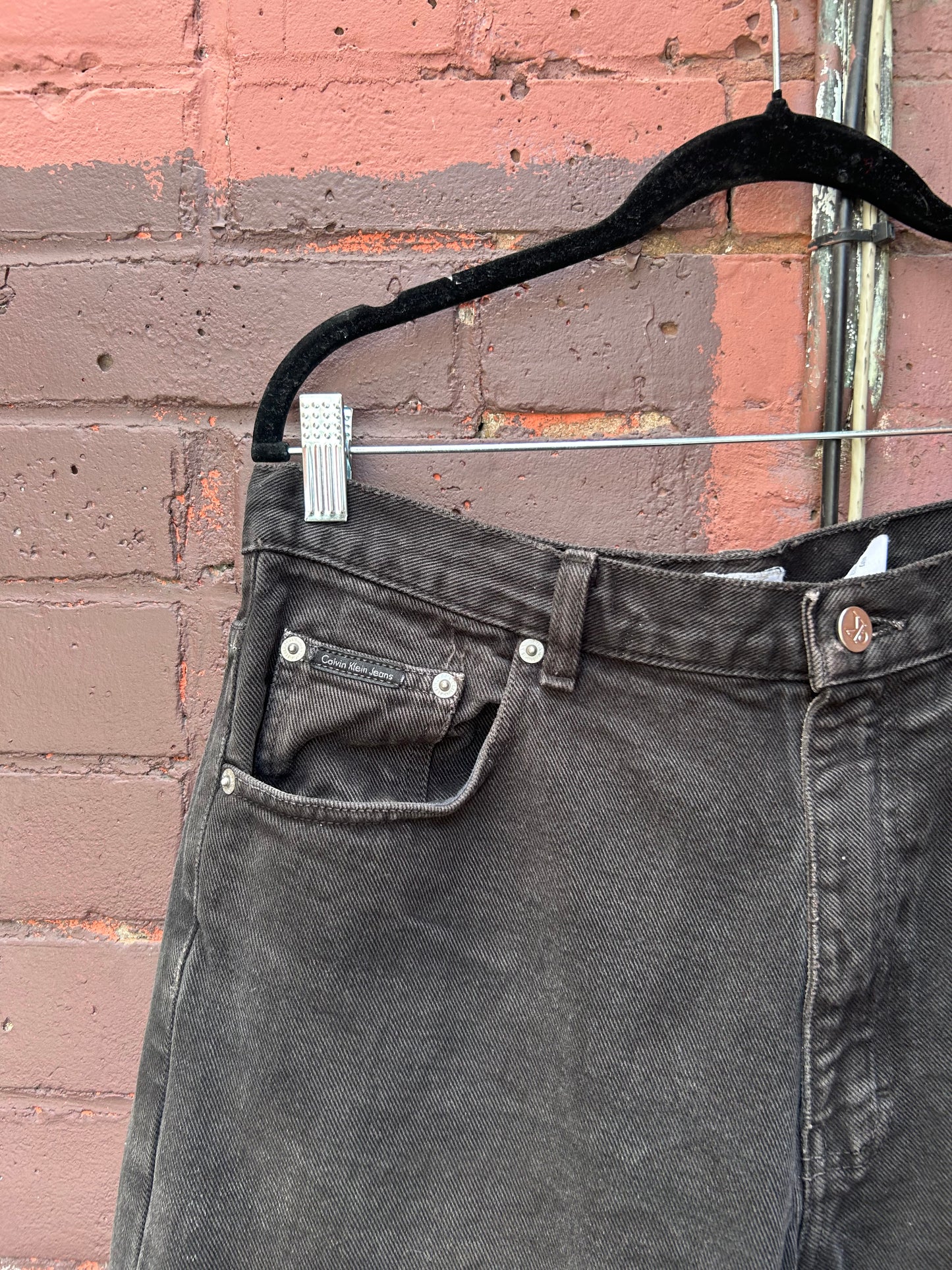 90's Vintage Calvin Klein Black Straight Leg Jeans / 34 Waist