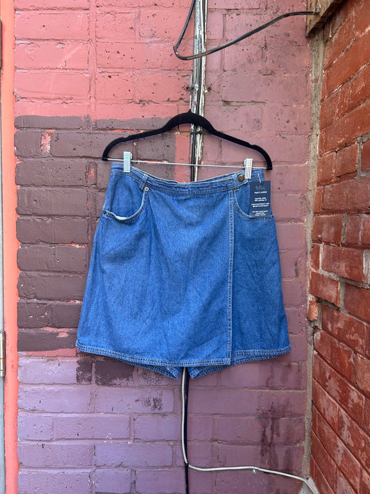90's Vintage Denim Wrap Skort / 31 Waist