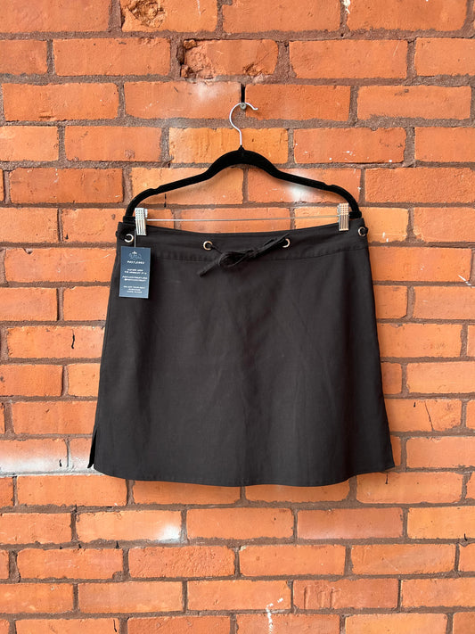 90’s Vintage Black Grommet Tie Belt Black Mini Skirt / 36 Waist