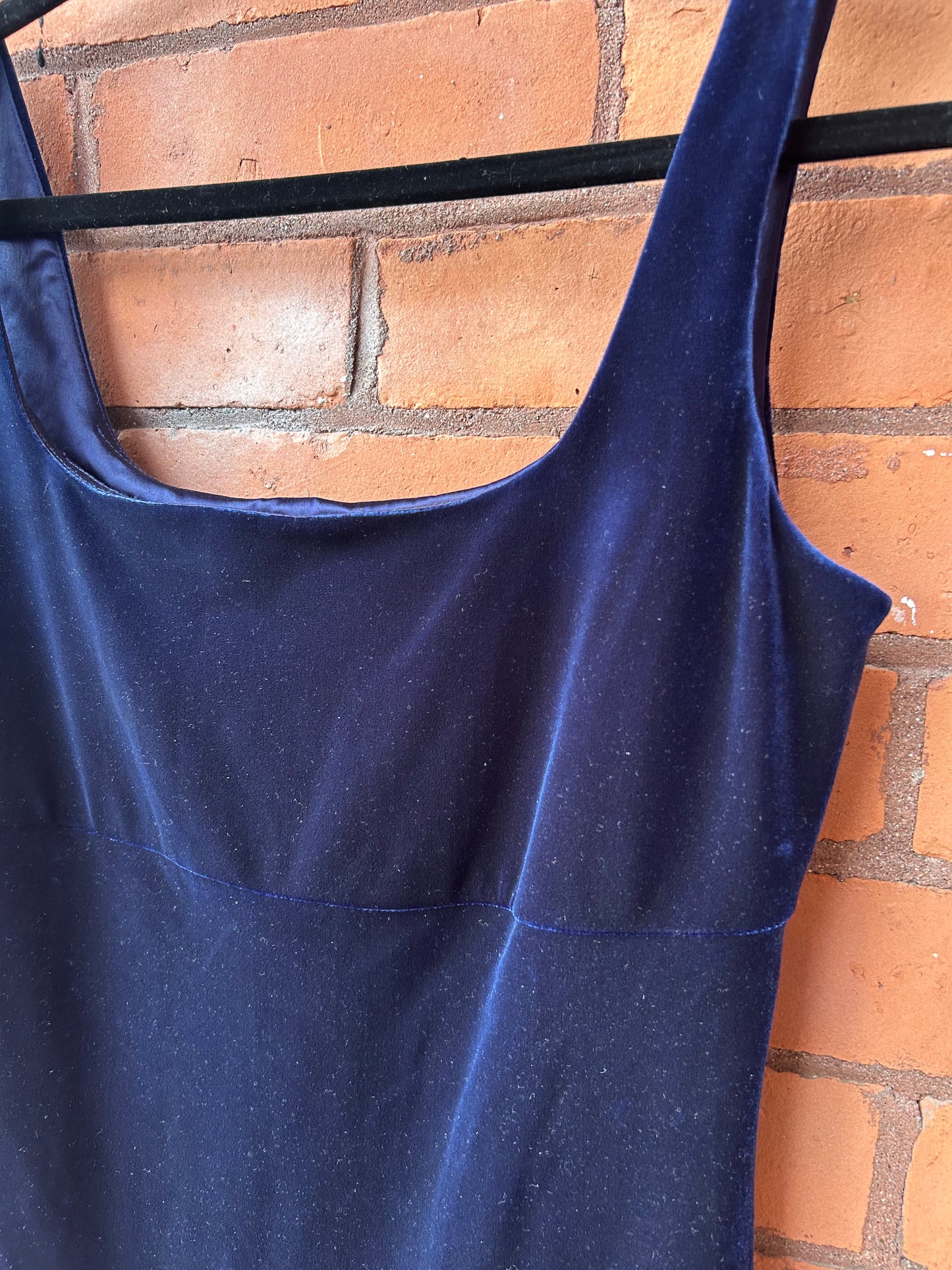 90’s Vintage Midnight Blue Velvet Mini Dress / Size M