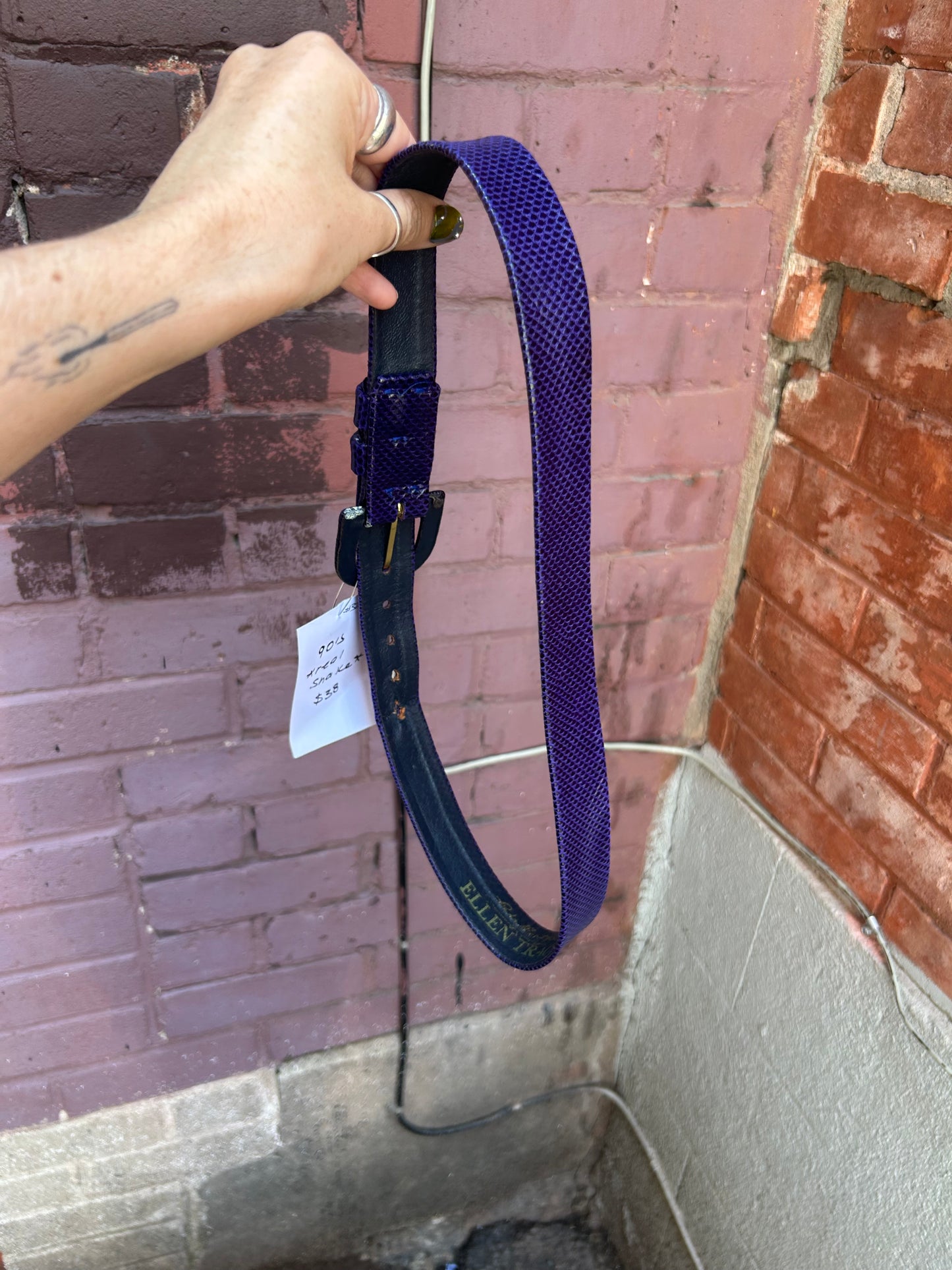 80's Vintage Purple Genuine Snake Skin Belt / Size XS-S