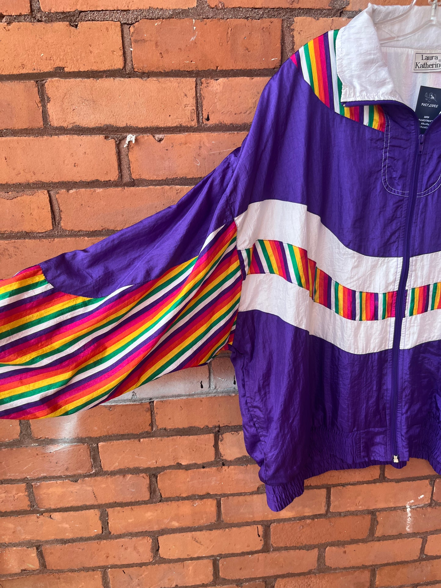 90’s Vintage Rainbow & Purple Windbreaker Jacket / Size L