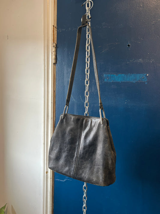 Y2K Vintage Black Leather Medium Shoulder Purse