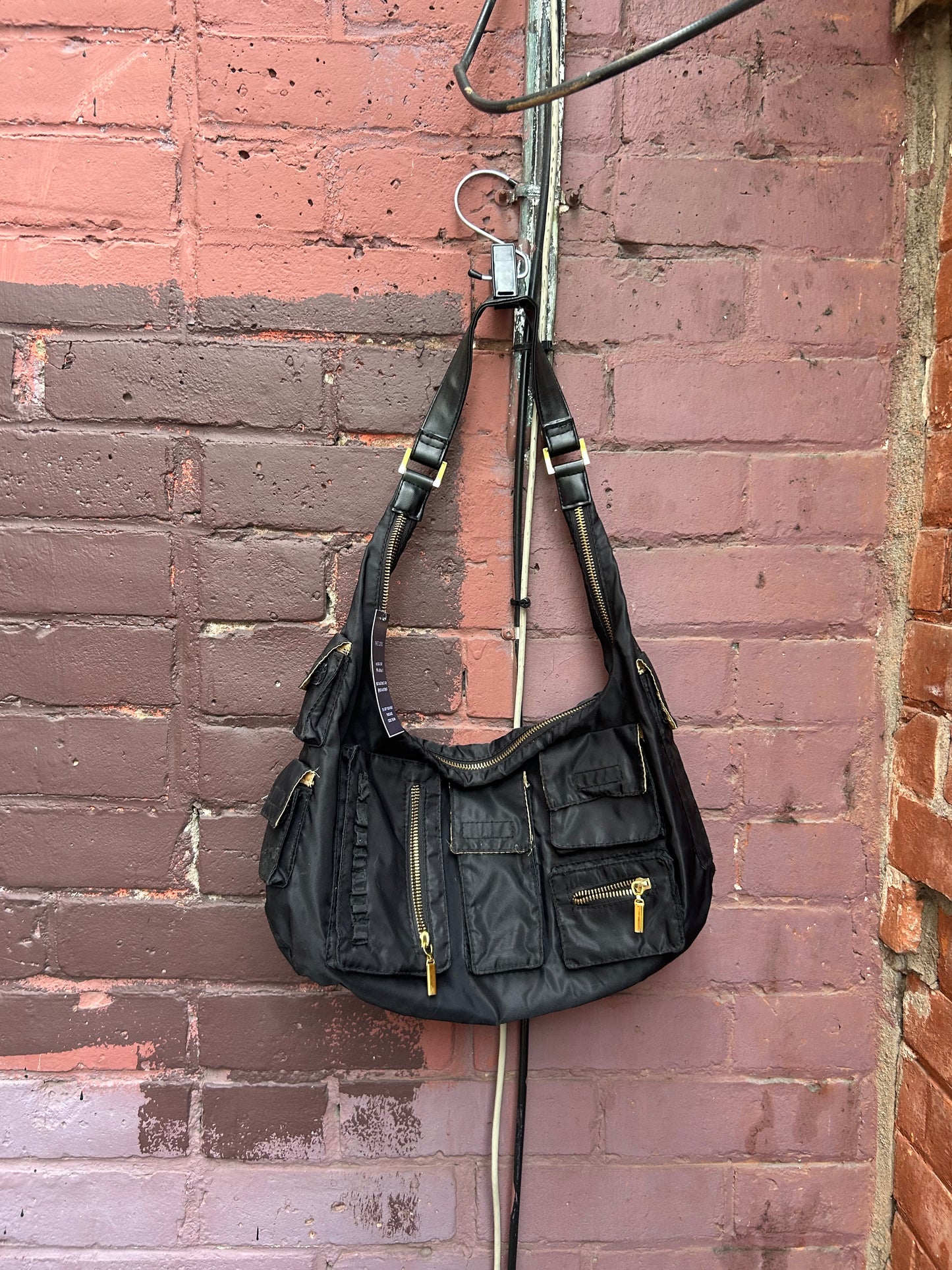 Y2K Vintage Black Nylon Cargo Shoulder Purse