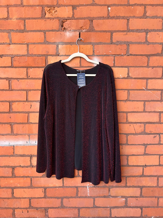 90’s Vintage Red Shimmer One Button Cardigan / Size 3X