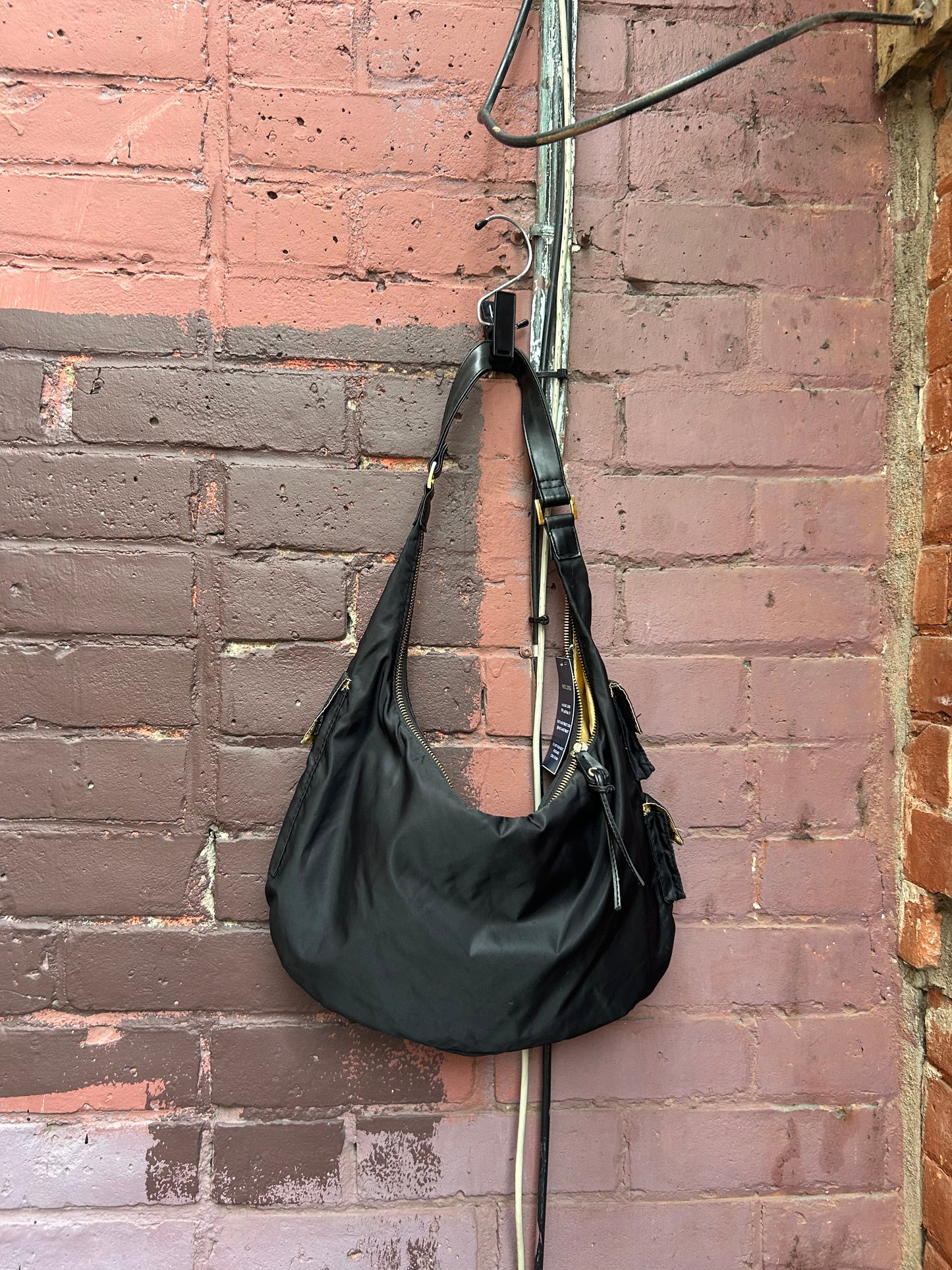Y2K Vintage Black Nylon Cargo Shoulder Purse