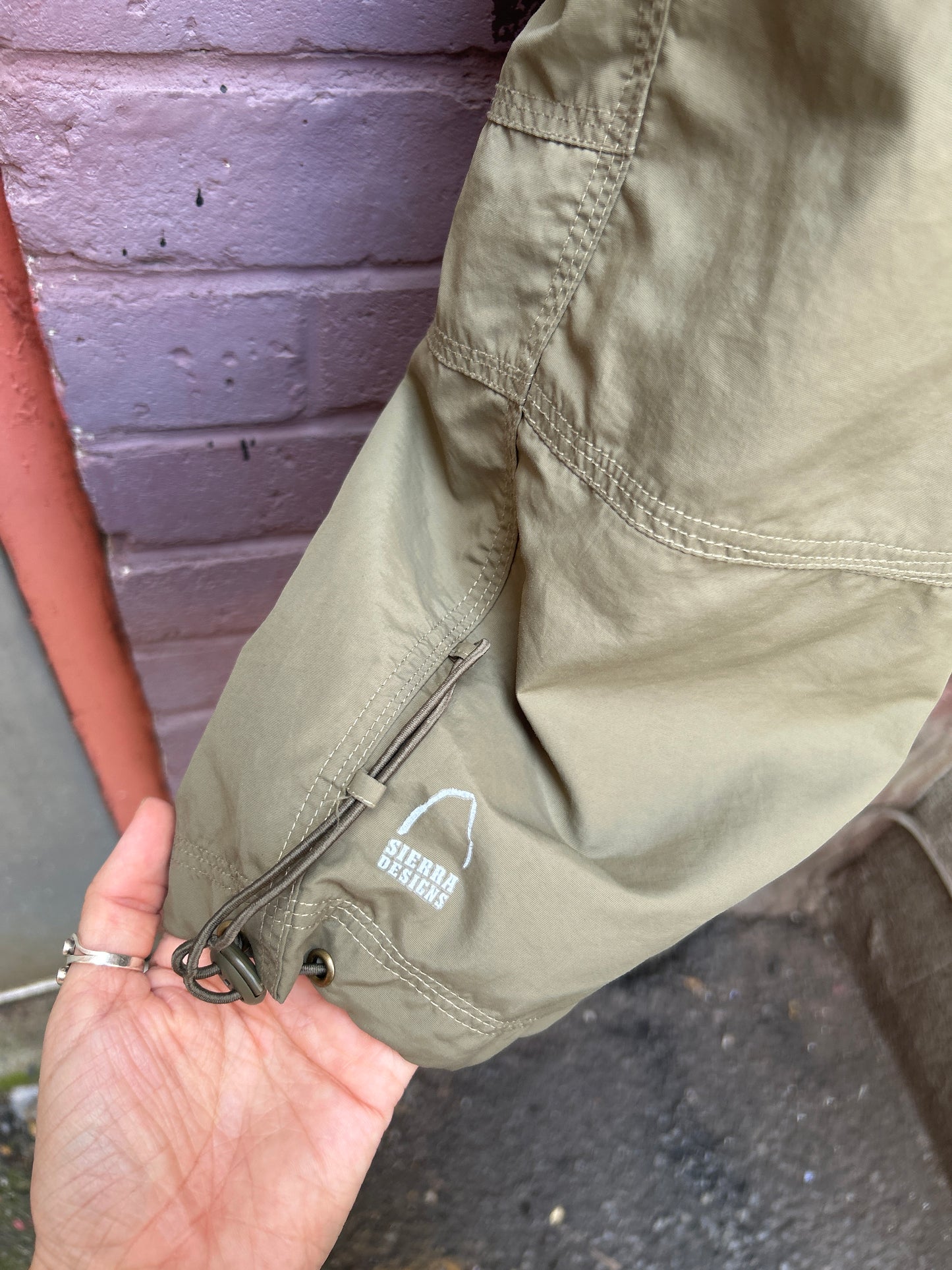 Y2K Vintage Green Nylon Sporty Cargo Carpis / 38 Waist