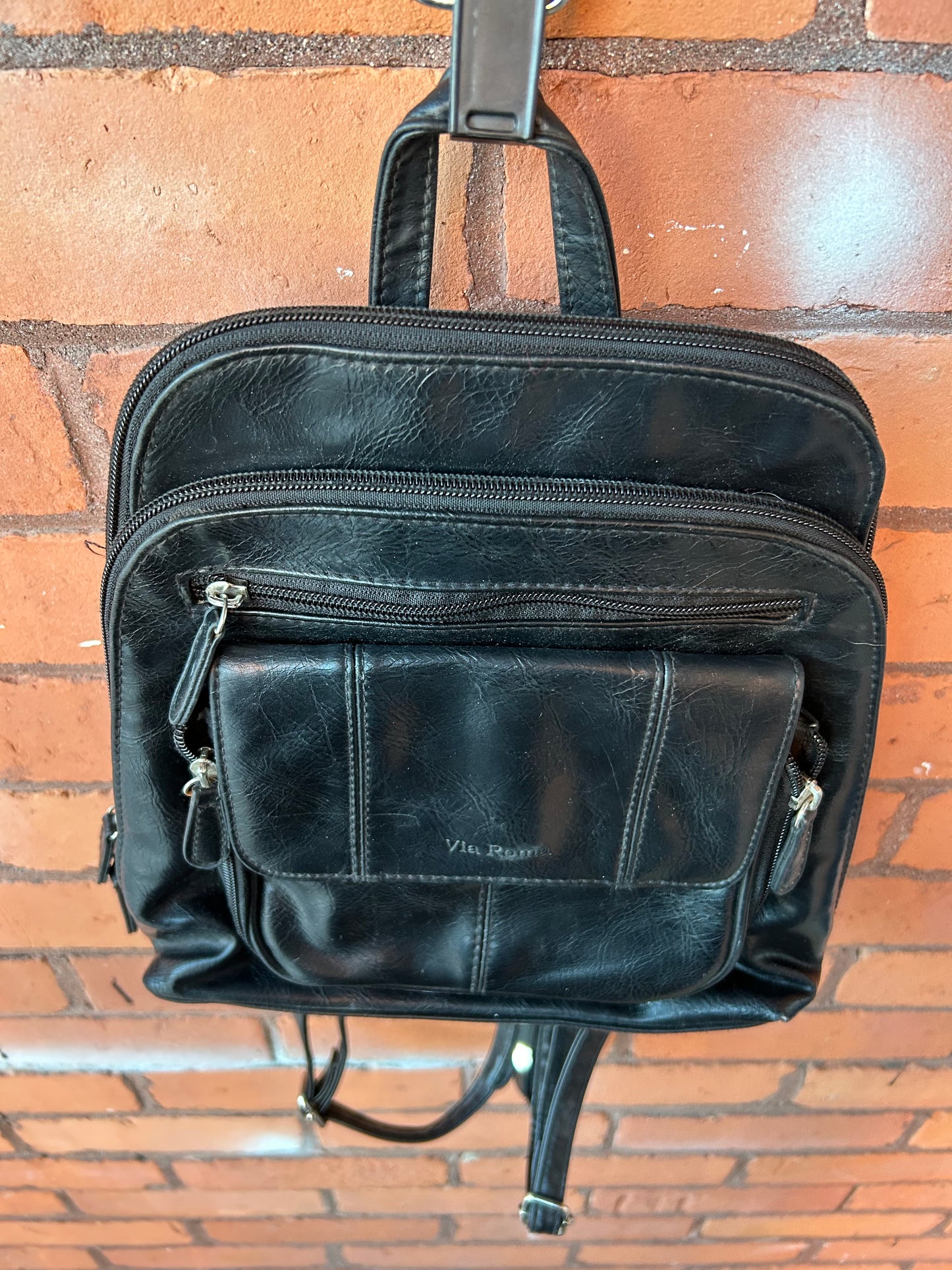 Y2K Vintage Black Leather Mini Back Pack