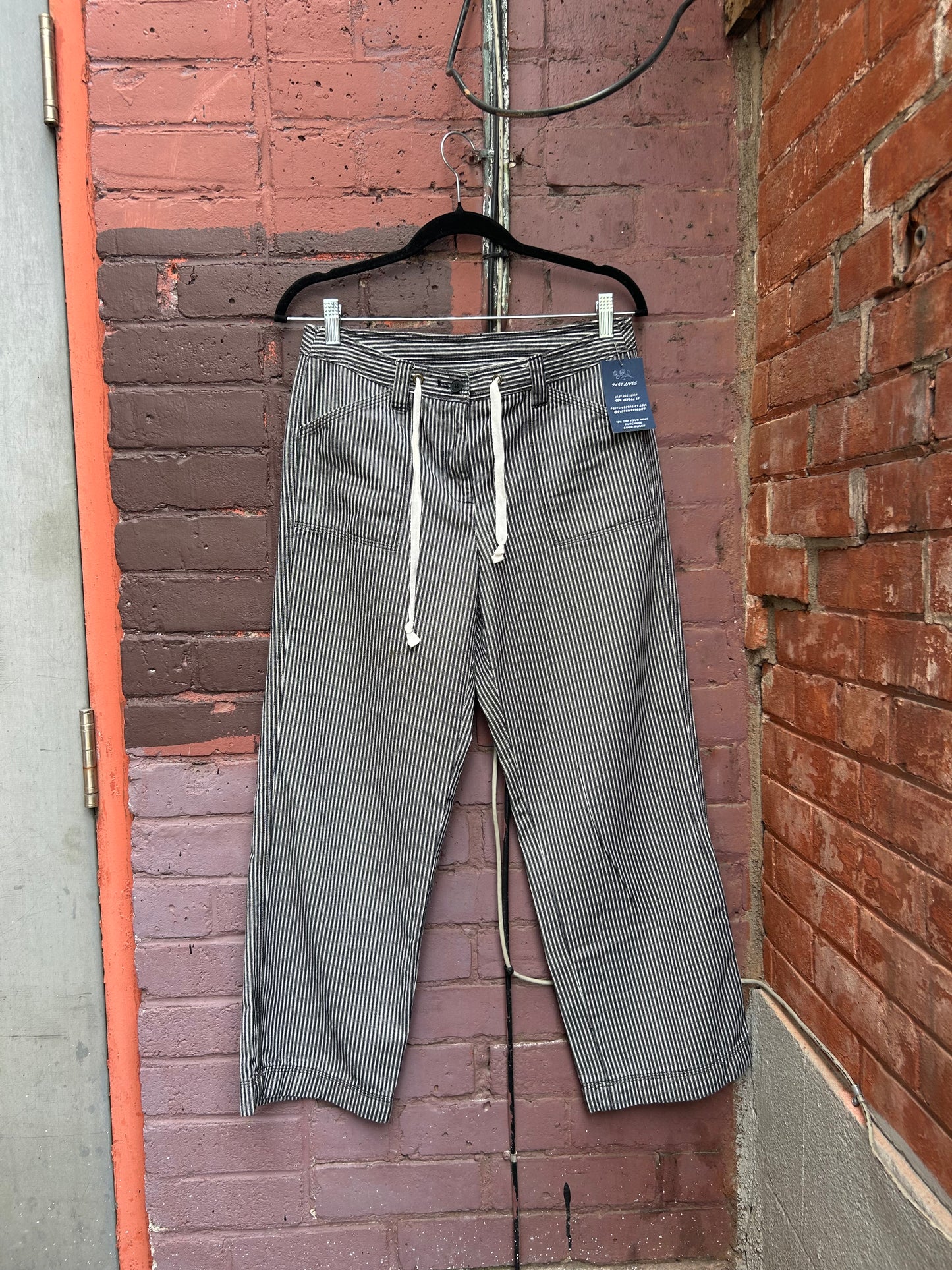 Y2K Vintage Cotton Black & White Striped Summer Pants / 6