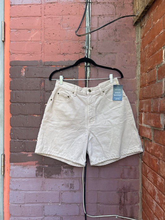 90's Vintage Beige Denim Mid Length Shorts / 32 Waist