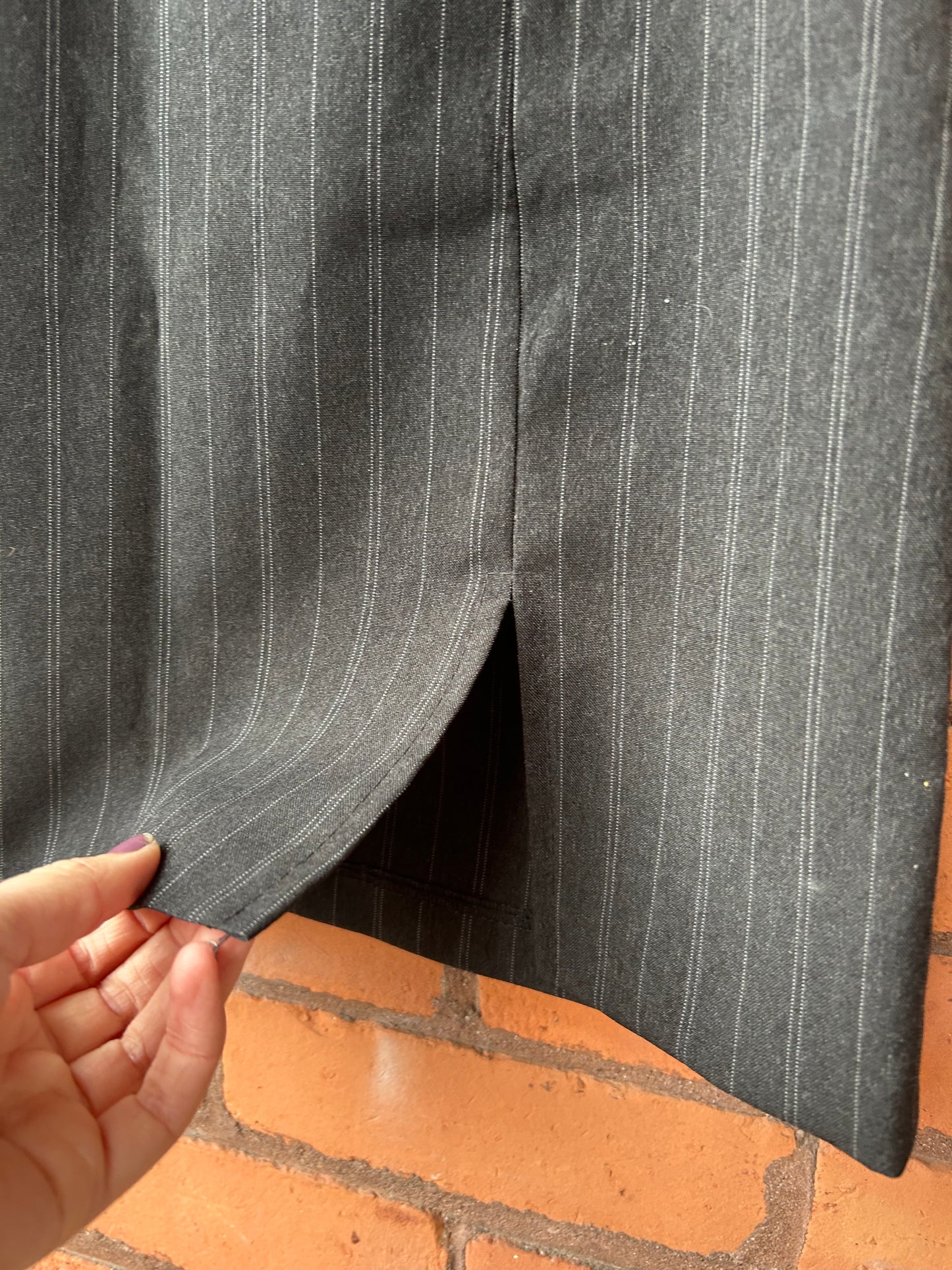 90's Vintage Charcoal Pinstripe Mini Skirt / 24 Waist