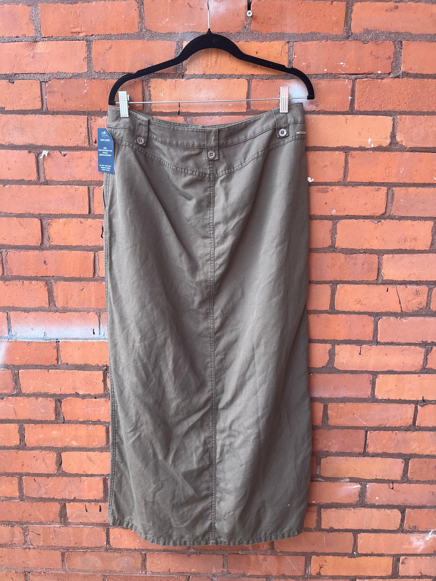 Y2K Vintage Army Green Button Down Maxi Skirt / 33 Waist