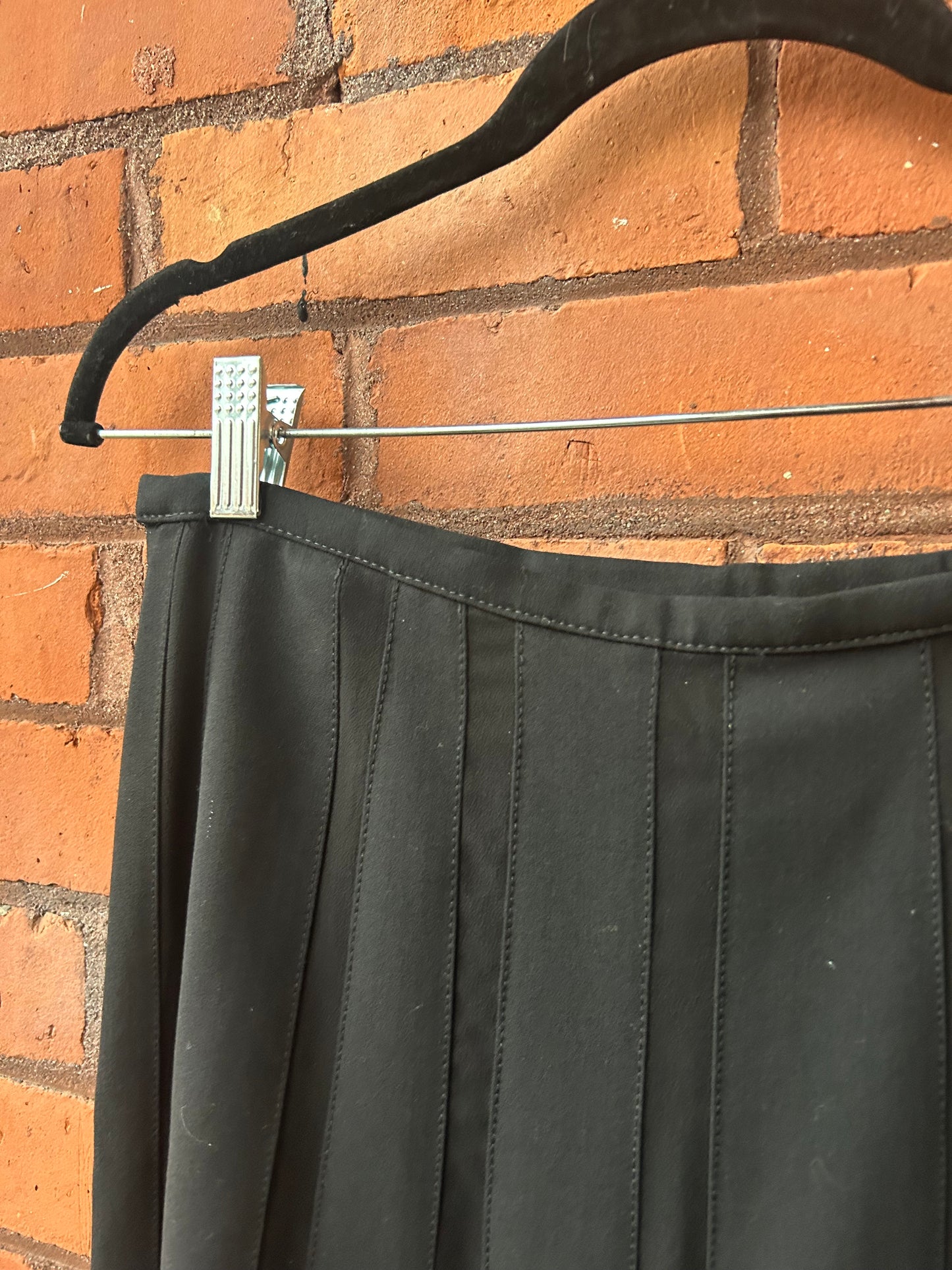 90’s Vintage Black Wool & Nylon Panel Maxi Skirt / 30 Waist