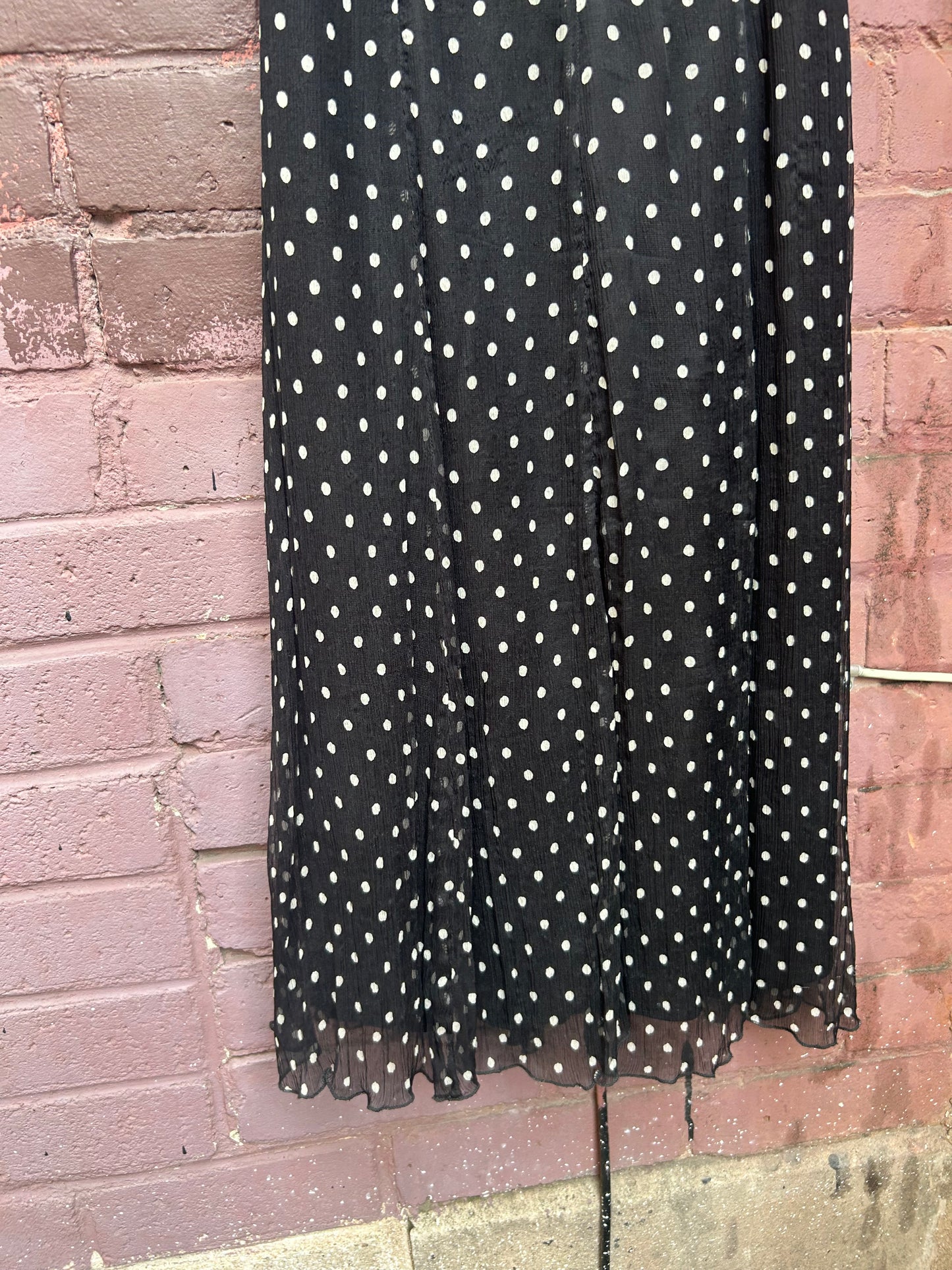 Y2K Vintage Black & White Polka Dot Silk Dress / Size 2