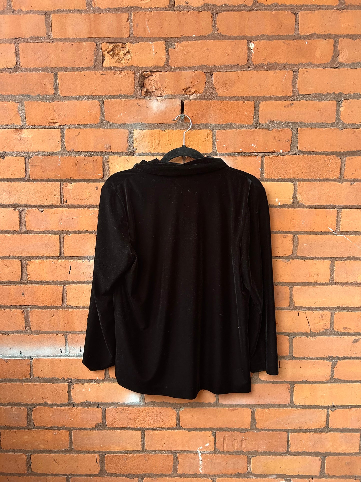 90’s Vintage Black Velvet 3/4 Sleeve Blouse / Size M