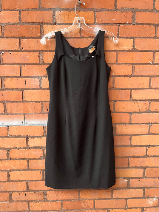 90’s Vintage Classic Little Black Wool Mini Dress / Size 8-10