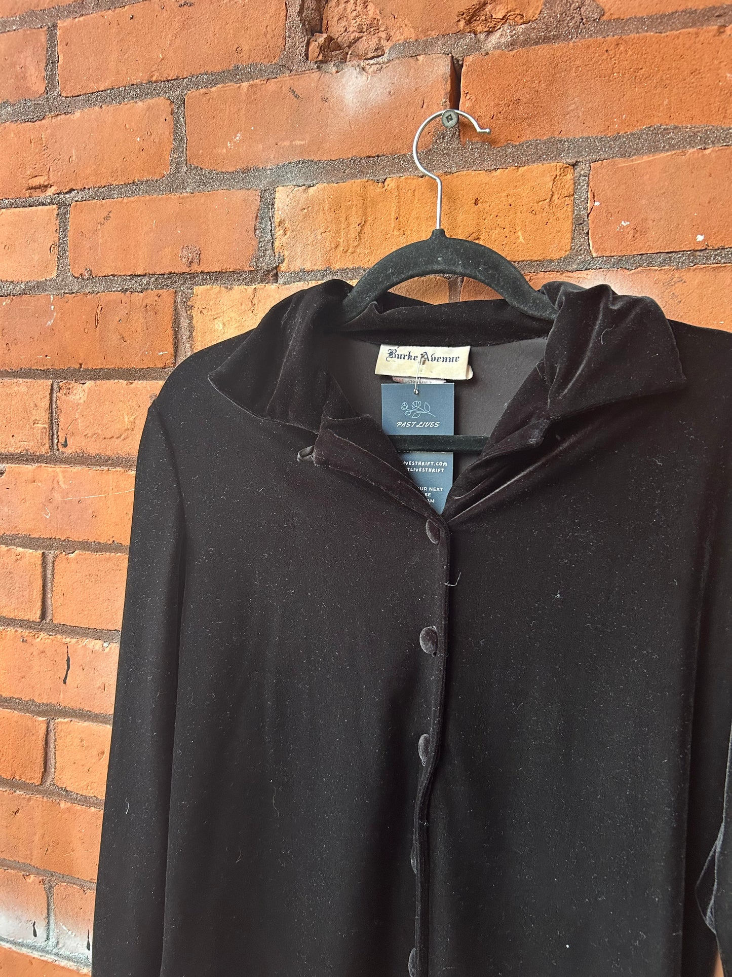 90’s Vintage Black Velvet 3/4 Sleeve Blouse / Size M