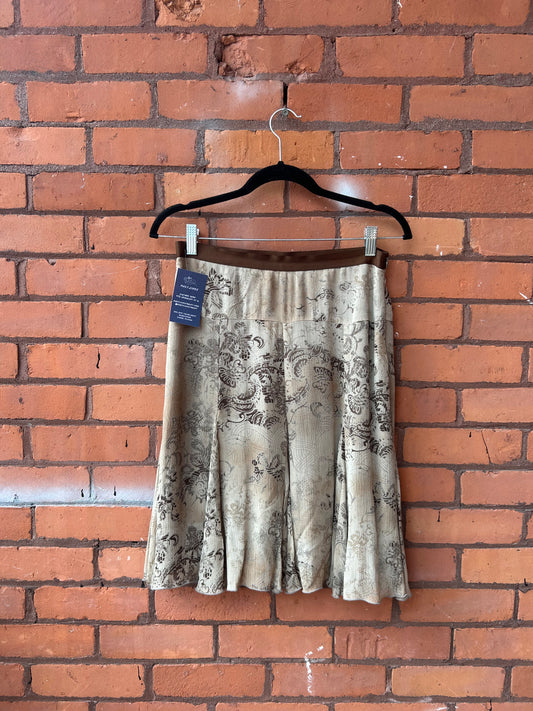 Y2K Floral Brown Fairy Midi Skirt / 28 Waist
