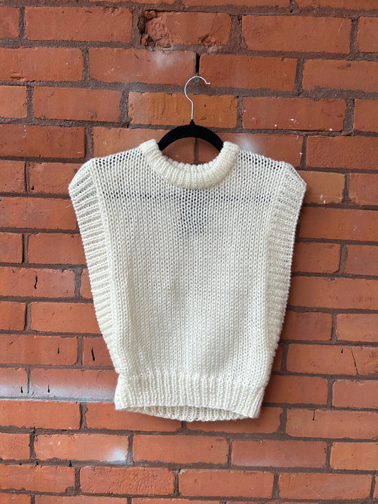 80’s Vintage White Sweater Vest / Size S