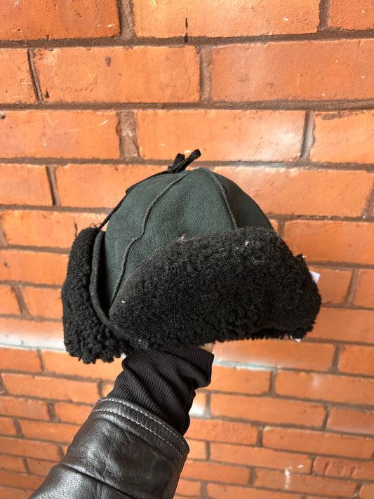 80’s Vintage Black Sheepskin Trapper Hat