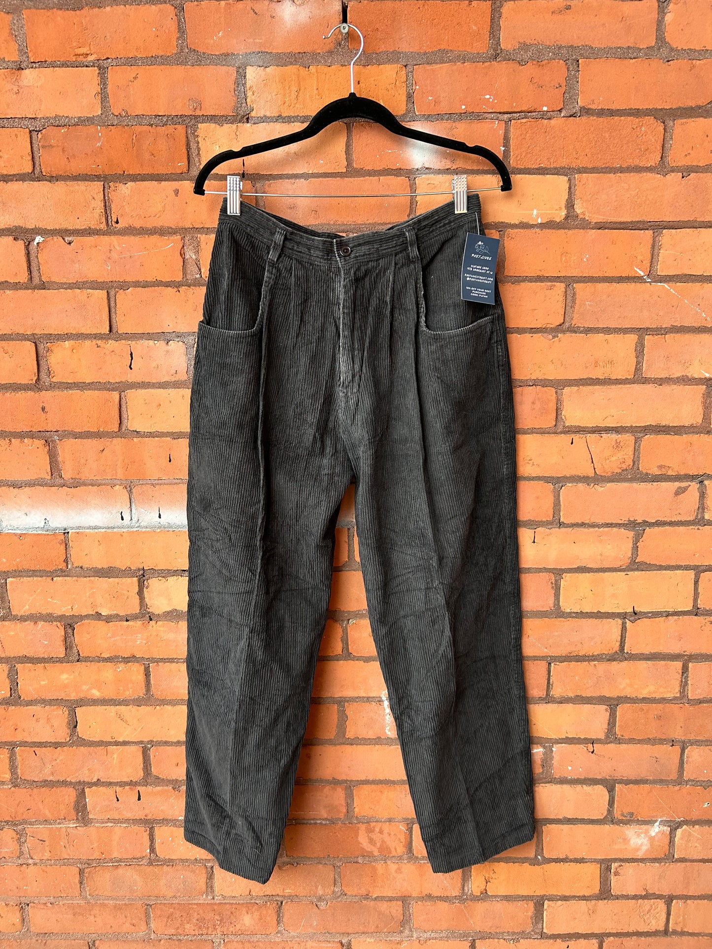 90’s Vintage Grey Chunky Cord Pants / 30 Waist