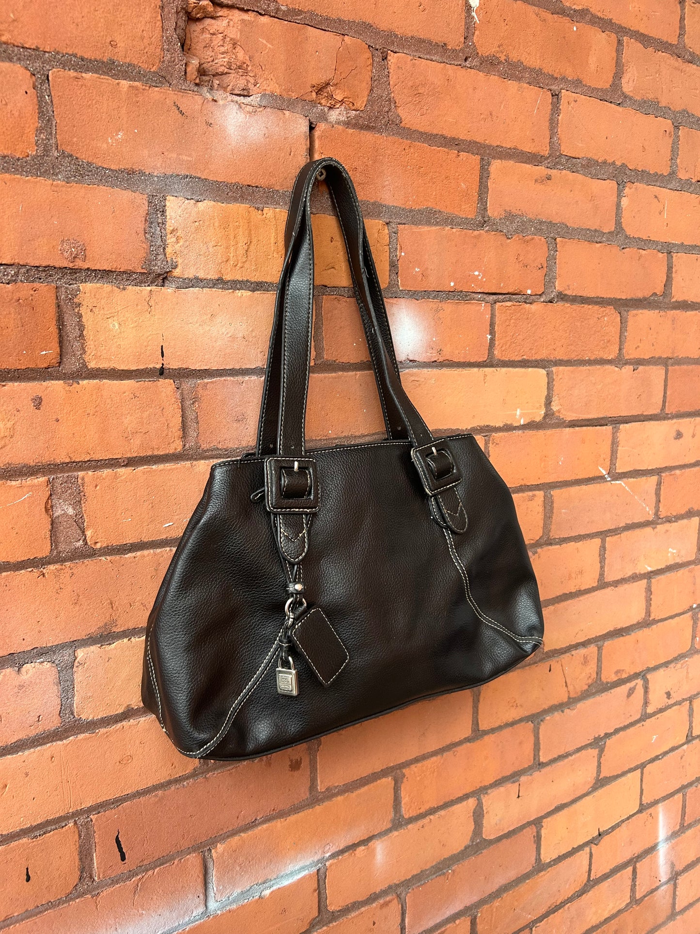 Y2K Vintage Black Leather Medium Shoulder Purse