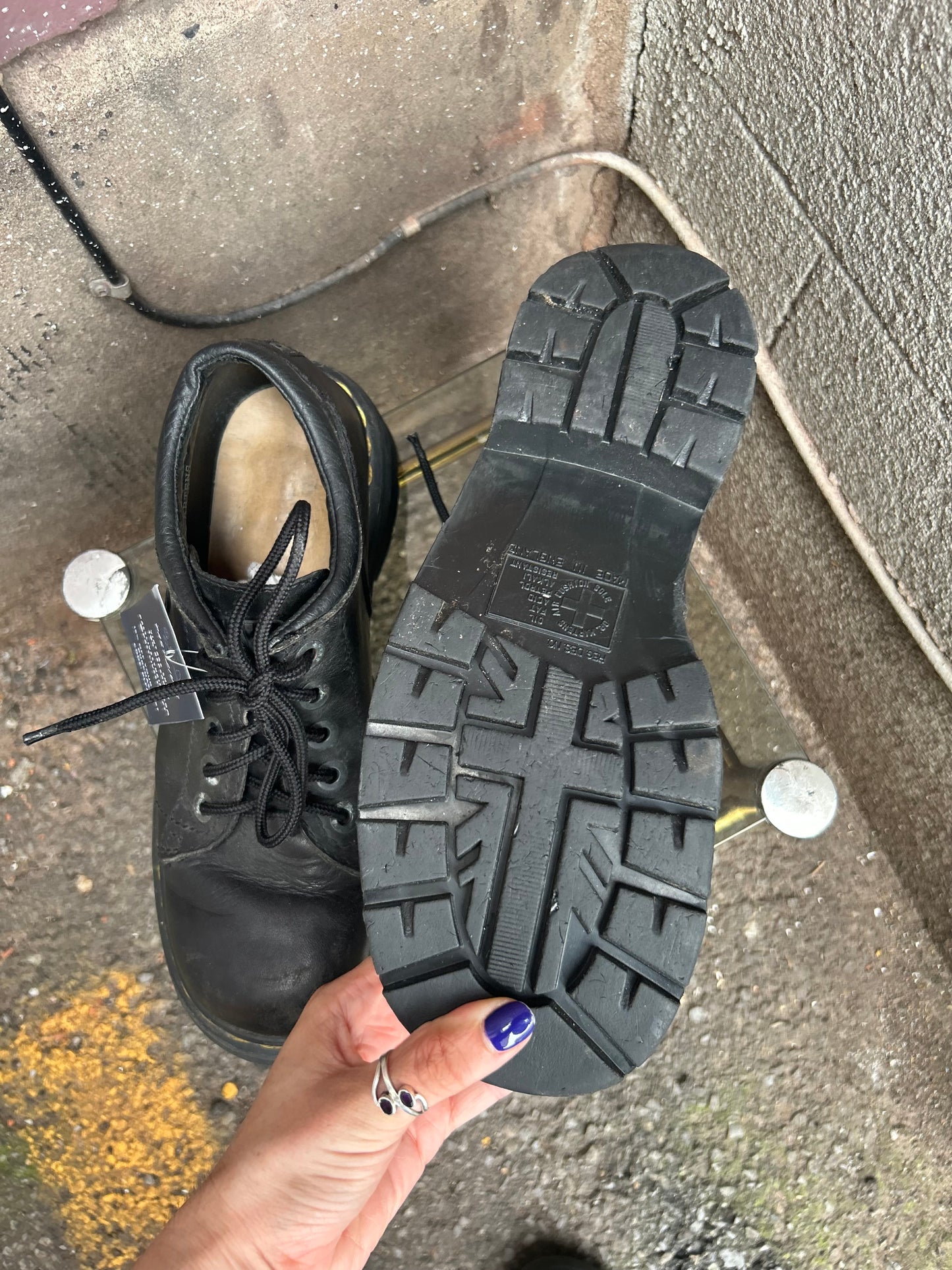 90's Vintage Dr Martens Black Leather Abilene Chunky Lace Up Shoes / Size 10