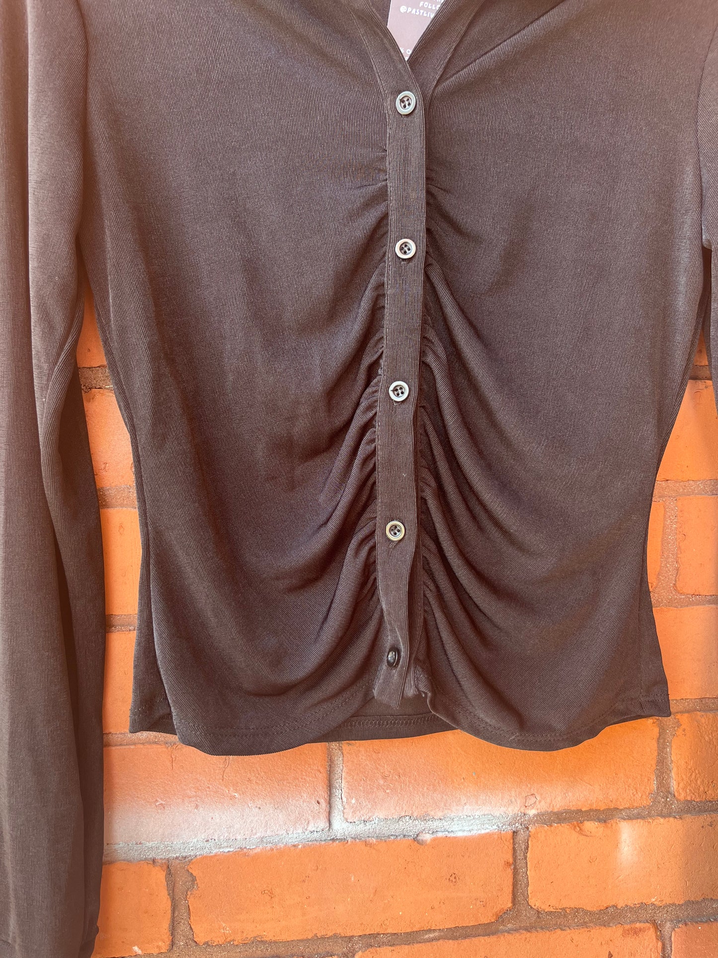 90’s Vintage Black Fitted Button Down Blouse / Size M