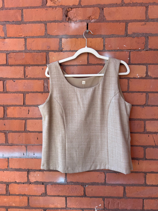 90’s Vintage Beige Structured Tank Top / Size XL