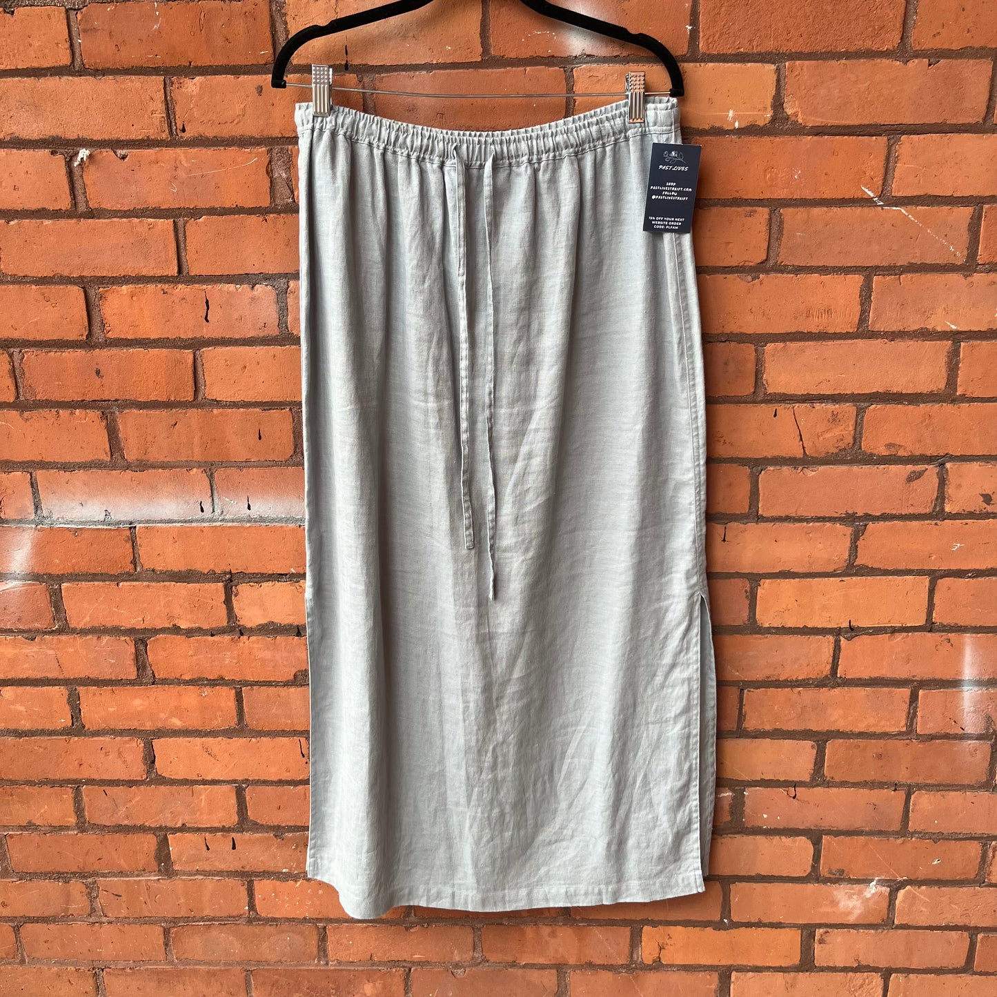 90’s Vintage Light Blue Linen Maxi Skirt / 30 - 34 Waist