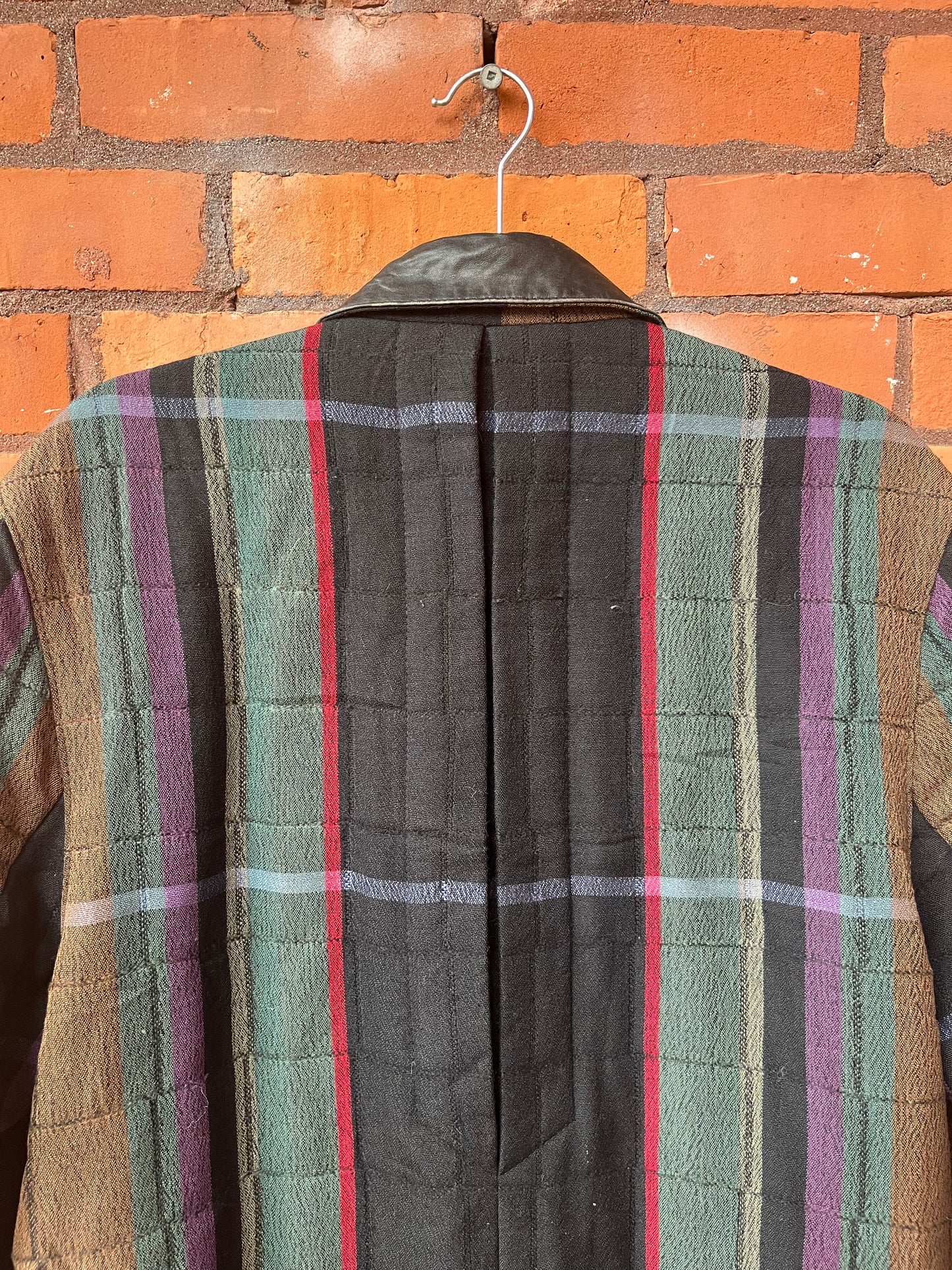 80’s Vintage Plaid Wool Blazer Coat / Size L