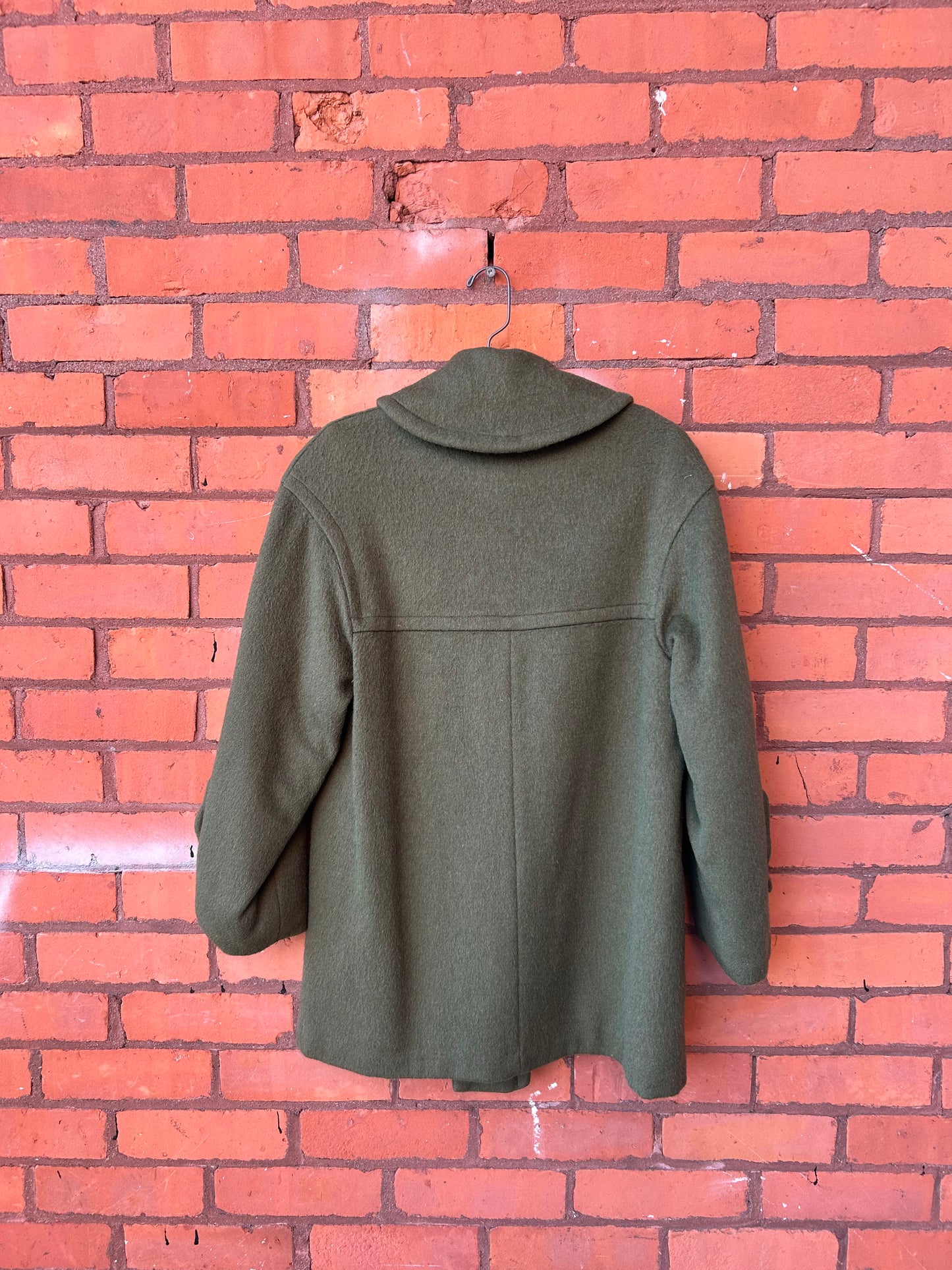 60’s Vintage Green Wool Pea Coat / Size M