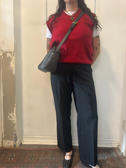 90’s Vintage Red Lambswool Sweater Vest / Size L