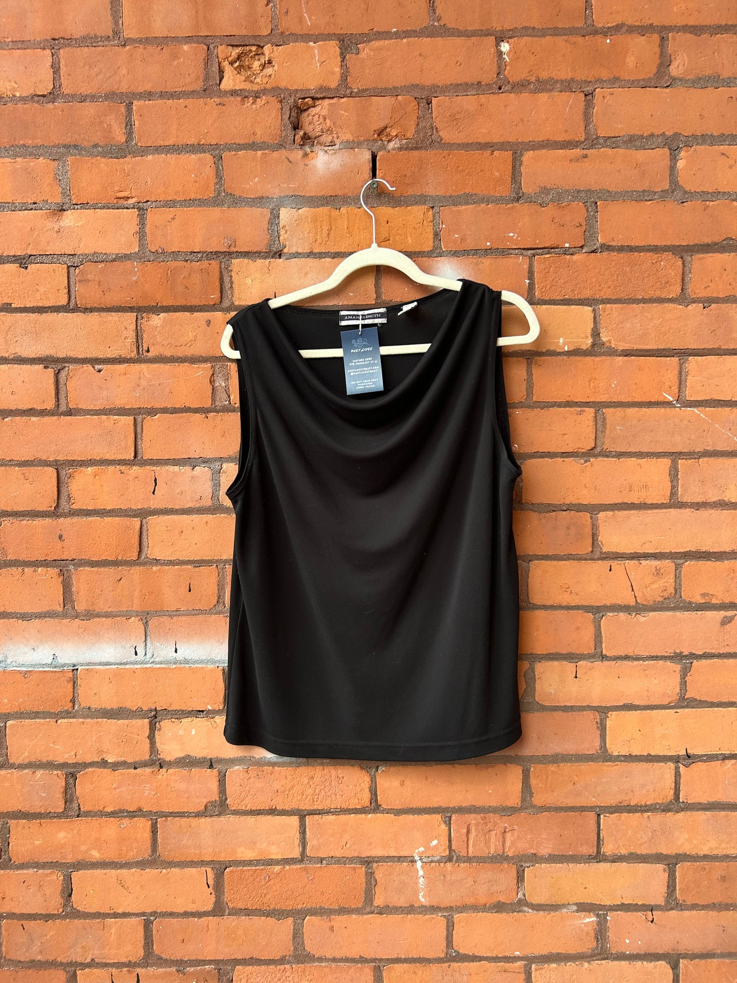 90's Vintage Black Cowlneck Tank / Size L-XL