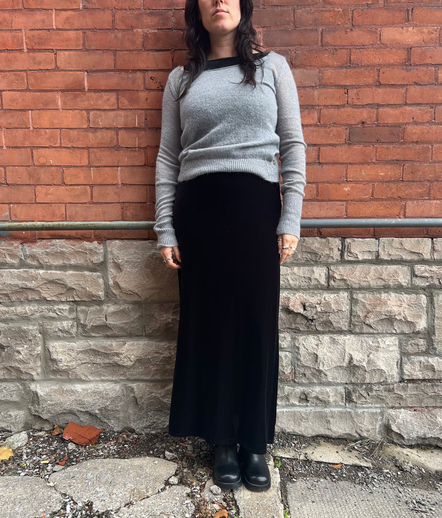 Y2K Vintage Grey Sheer Mohair Sweater / Size L