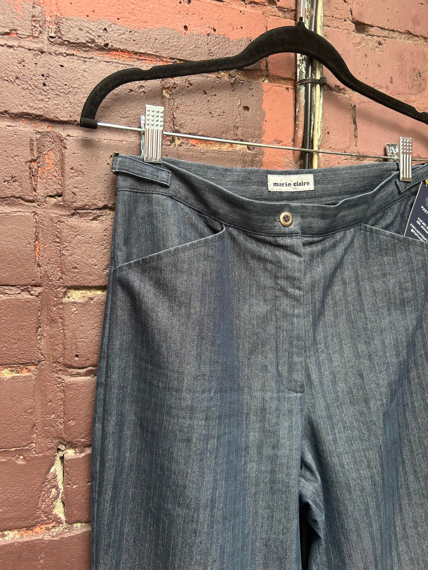 90's Vintage Striped Denim Pants / 26 - 28 Waist
