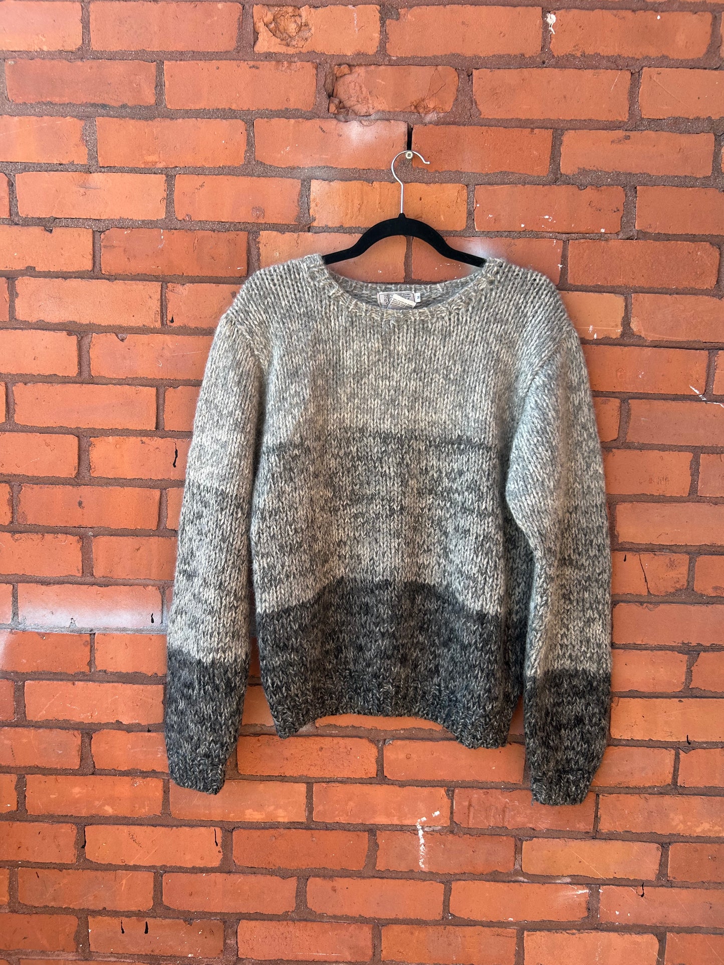 90’s Vintage Grey Shetland Wool Chunky Knit Sweater / Size M