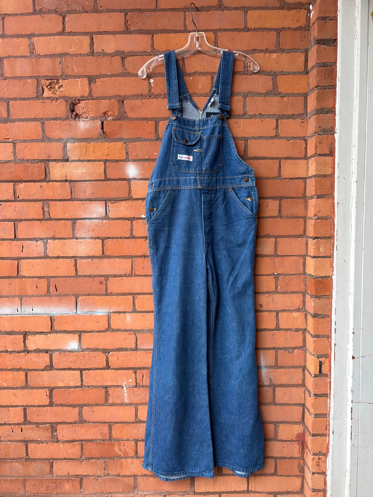 70’s Vintage GWG Denim Bellbottom Overalls / 32 Waist