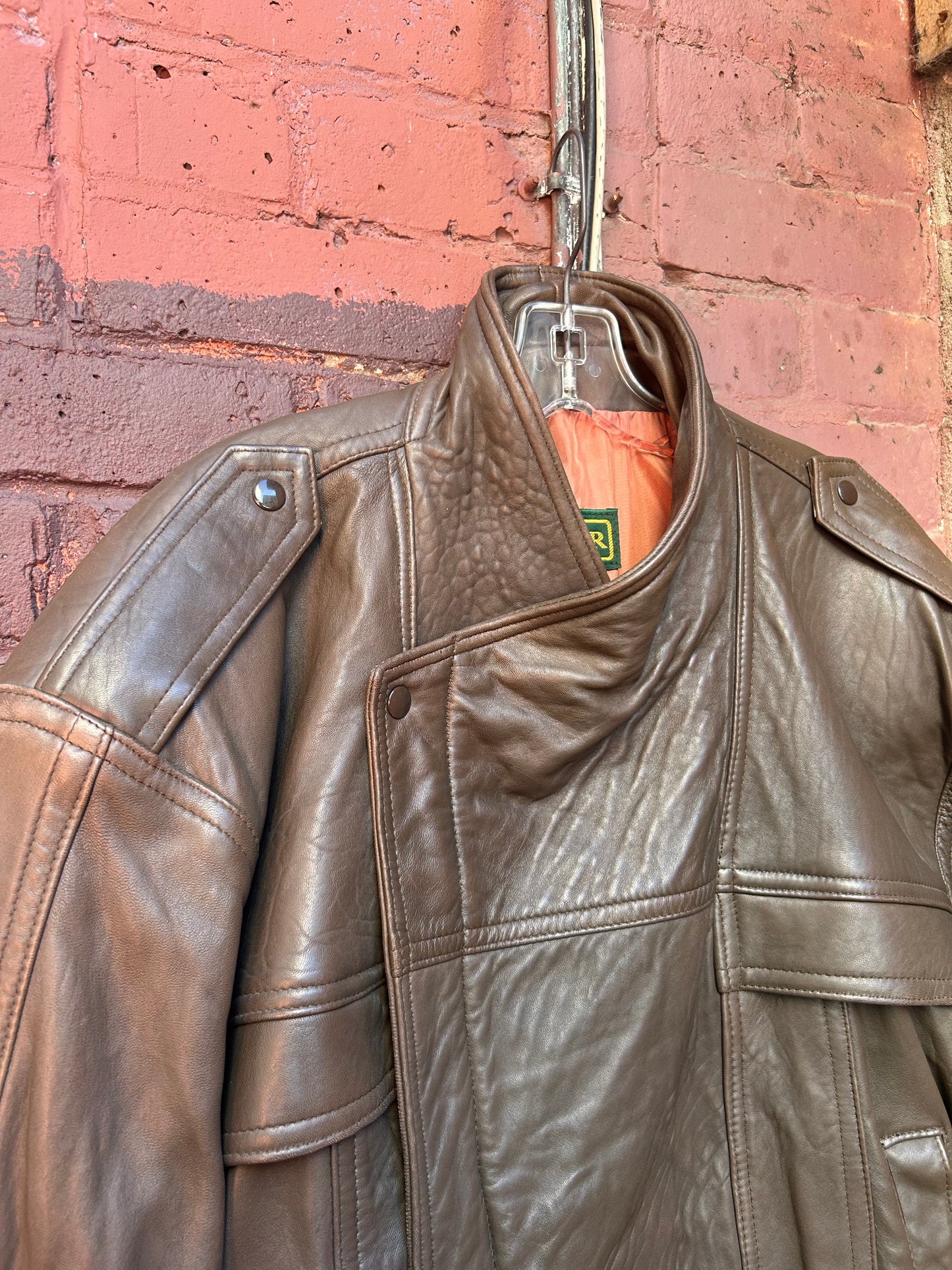 80's Vintage Danier Taupe  Leather Jacket / Size L