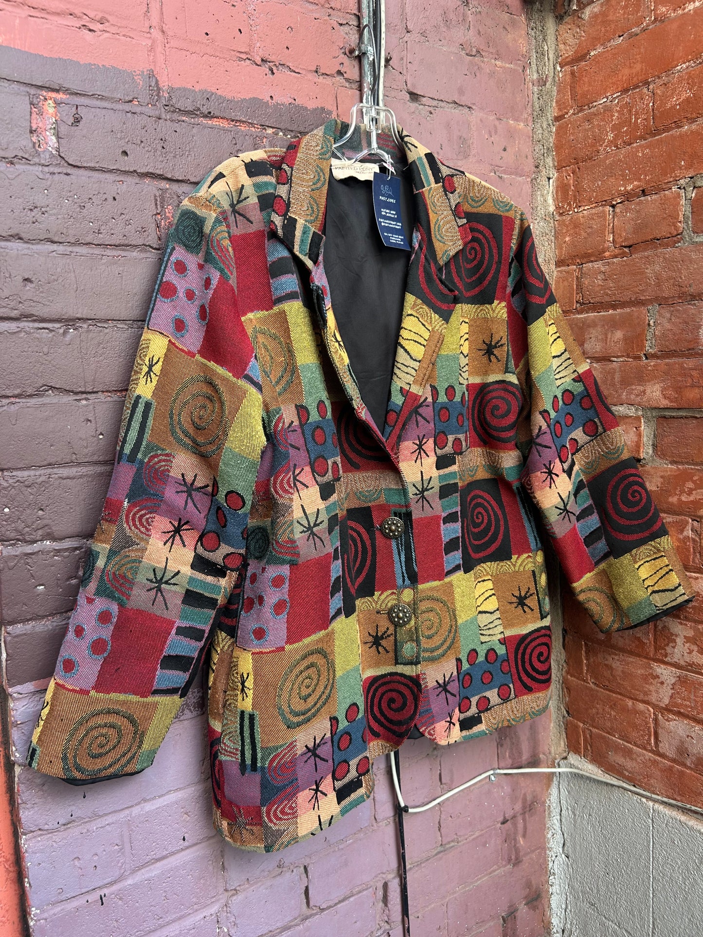 90's Vintage Western Spiral & Star Tapestry Blazer / Size XL