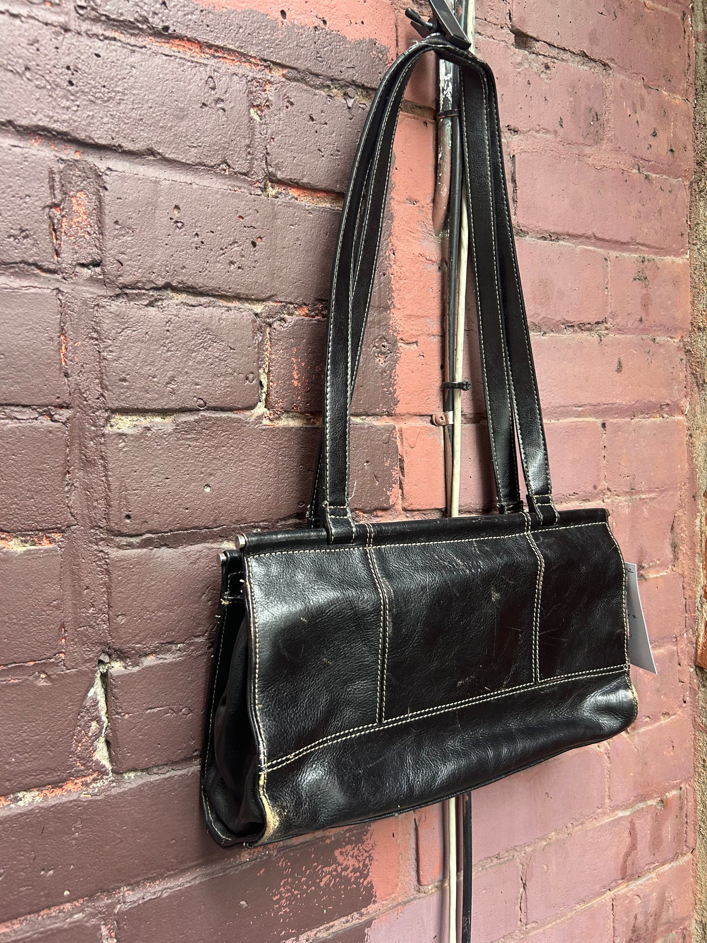 Y2K Vintage Black Leather Shoulder Purse