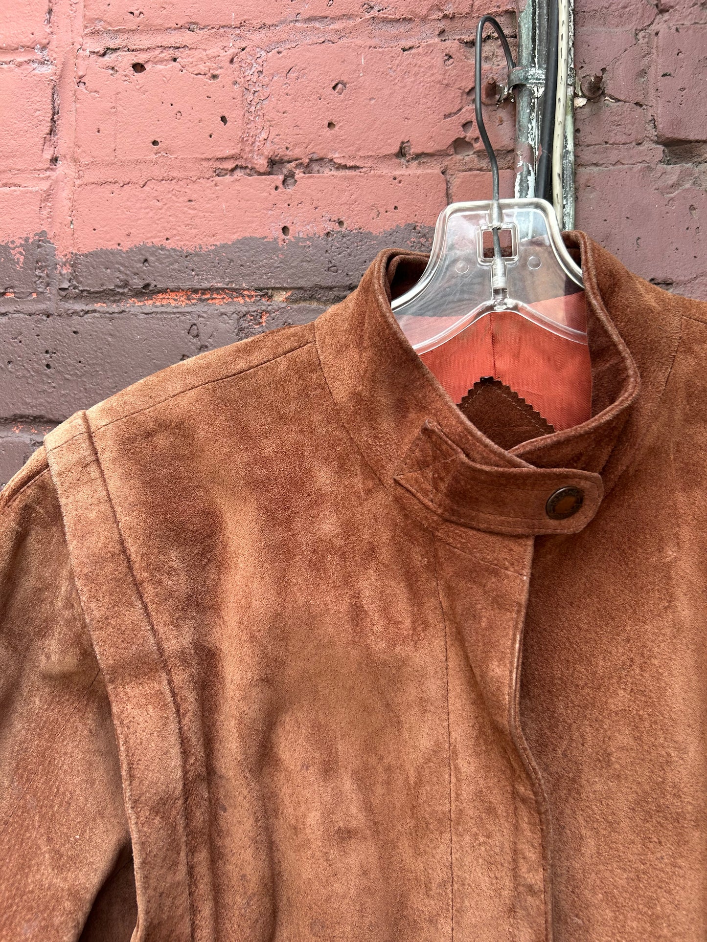 80's Vintage Brown Suede Bomber Jacket / Size S