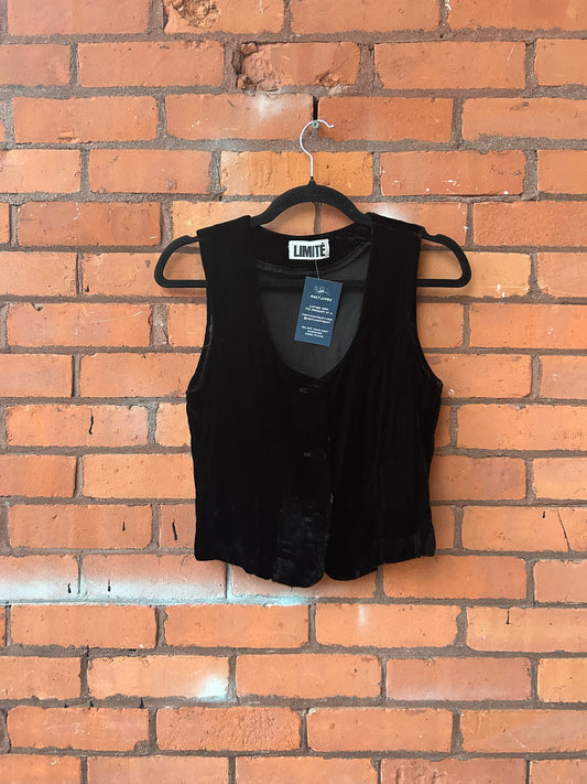 90’s Vintage Black Velvet Vest / Size XS-S