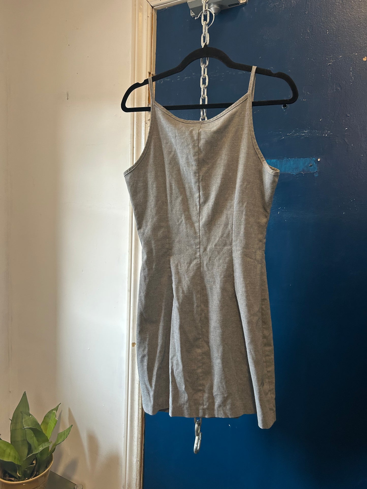 90’s Vintage Grey High Neck Mini Dress / Size 8