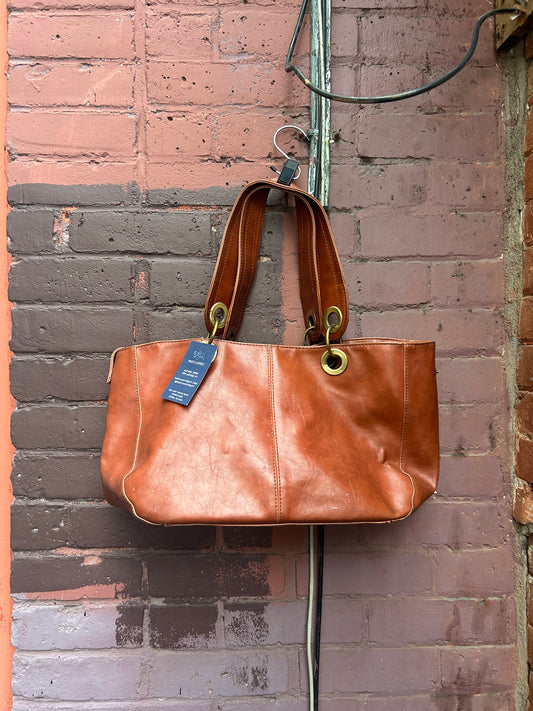 Y2K Vintage Aldo Faux Brown Leather Chunky Grommet Shoulder Purse