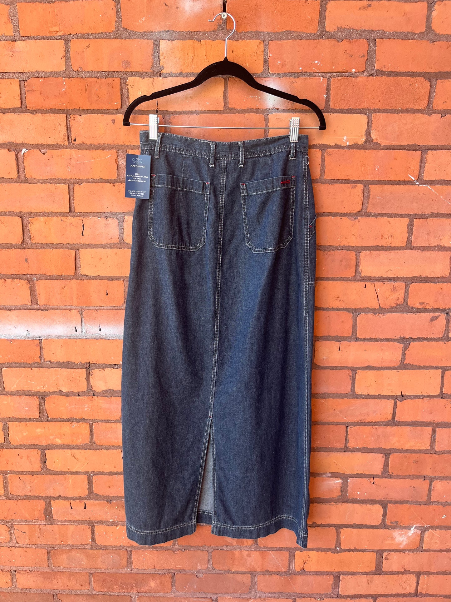 90’s Vintage Denim Maxi Skirt / 28 Waist
