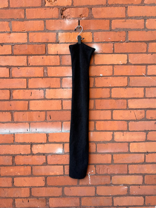 Y2K Vintage Black Angora Wool Skinny Scarf