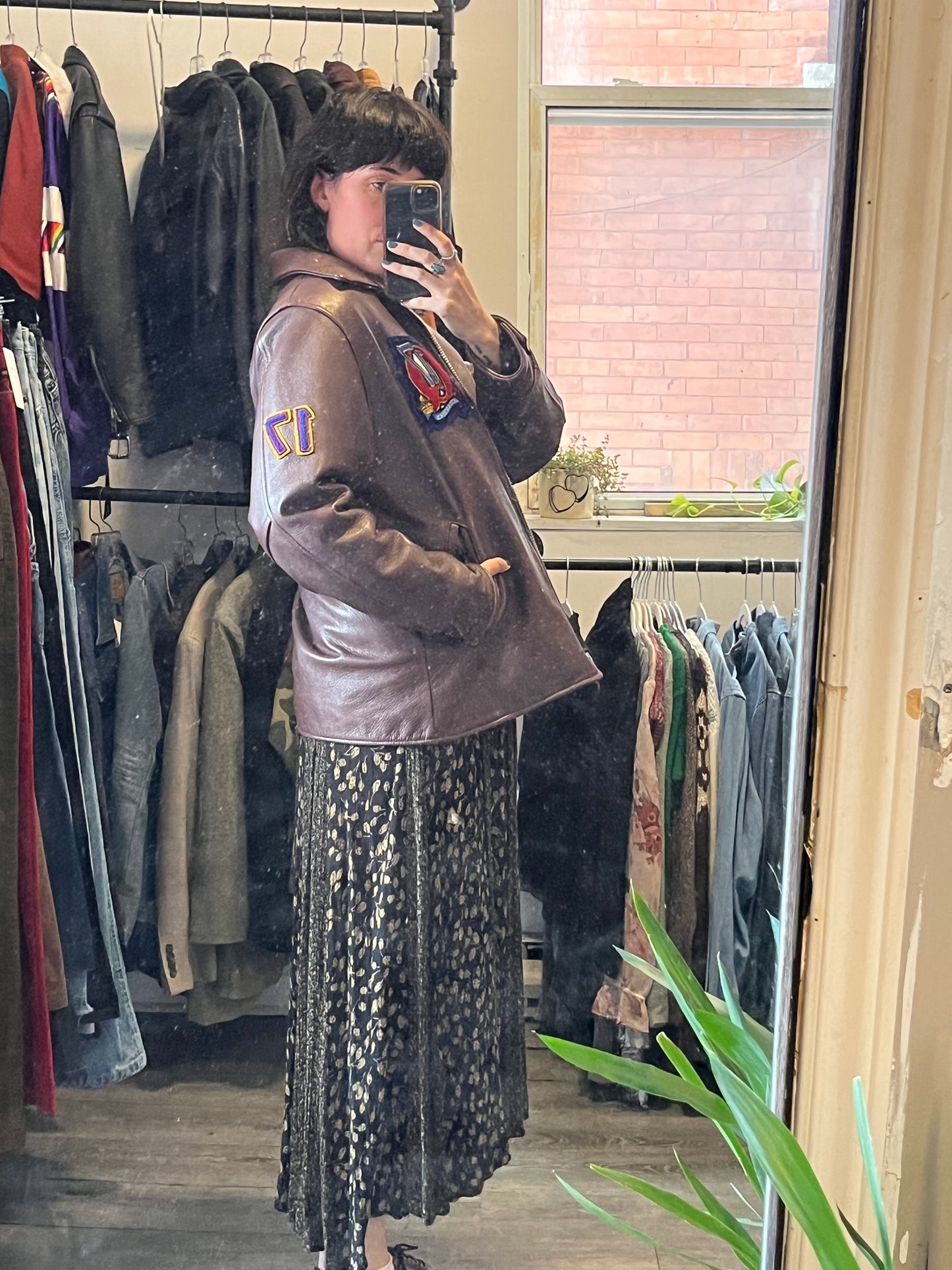 80’s Vintage Queens Burgundy Leather Varsity Letterman Jacket / Size M-L